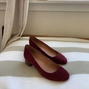 Madewell Ella suede block heels, Merlot, 8 1/2